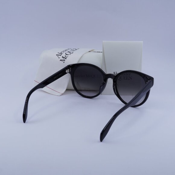 Alexander McQueen AM0349SA 001 Sunglasses Black Round Frame, Grey Lenses - Picture 8 of 8